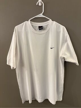 Nike White Crewneck T-Shirt with Black Swoosh